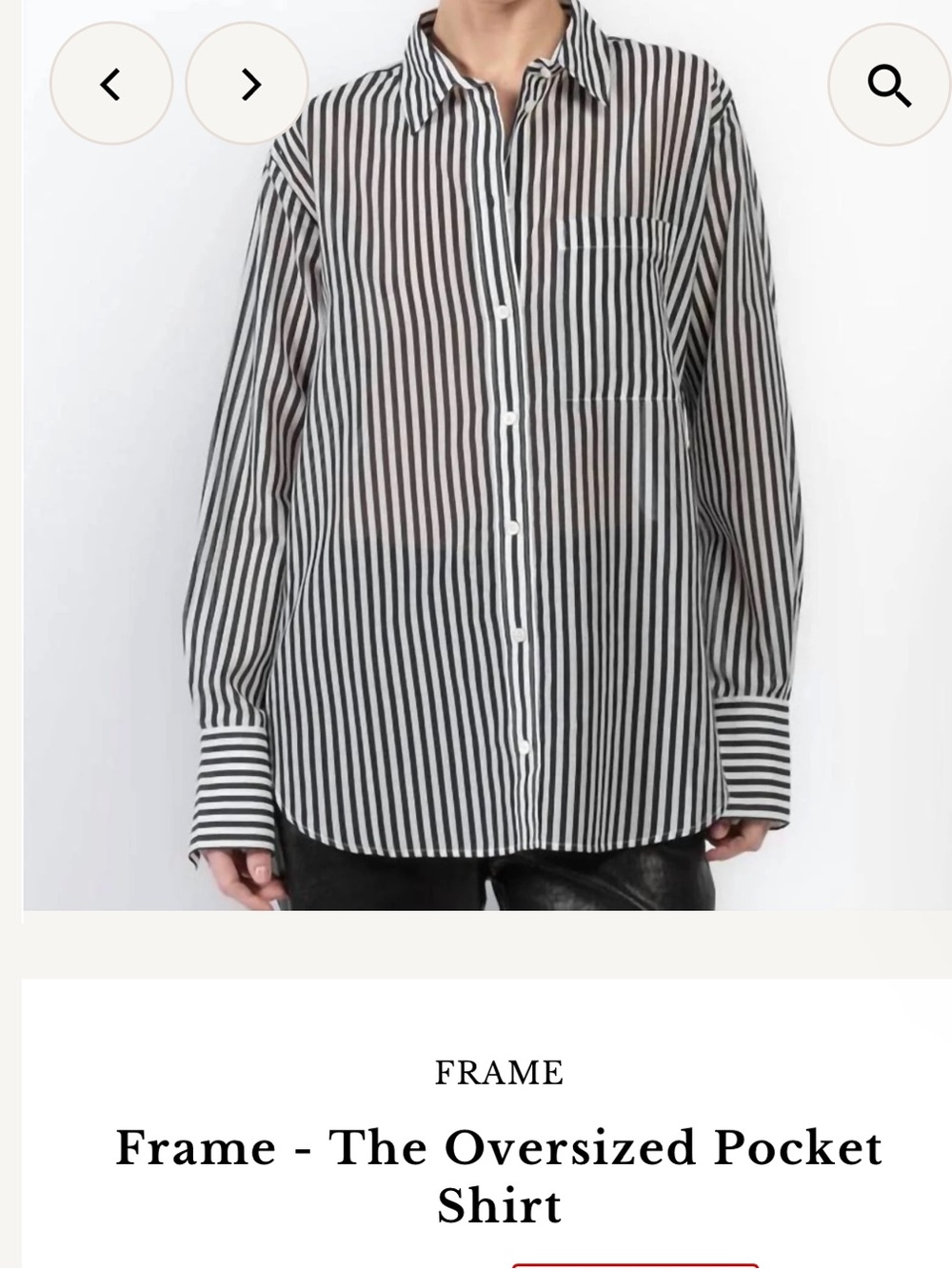 Frame Denim Black and White Vertical Stripe Button-Down Shirt